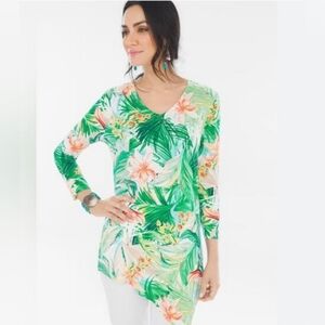 Chicos Women's Size XL V-Nexk Hawaiian Print Blouse Spring Vacation